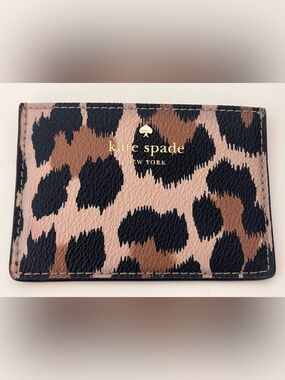 kate Spade Leopard Print Card Case Compact Wallet